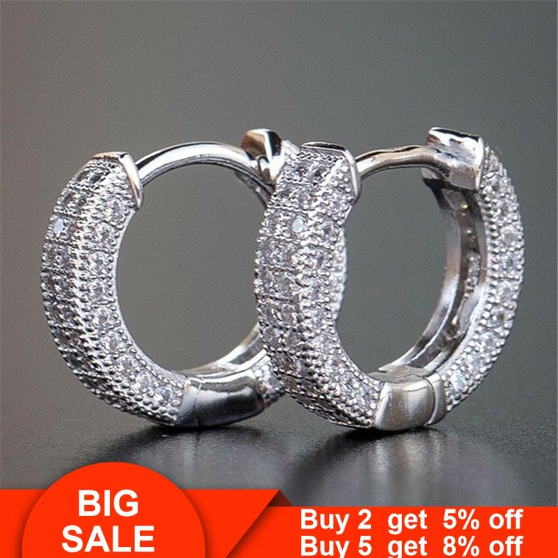 

Luxury Female Hoop Earrring cz stone Real 925 sterling silver Statement Party Wedding Earrings for women Bridal Jewelry