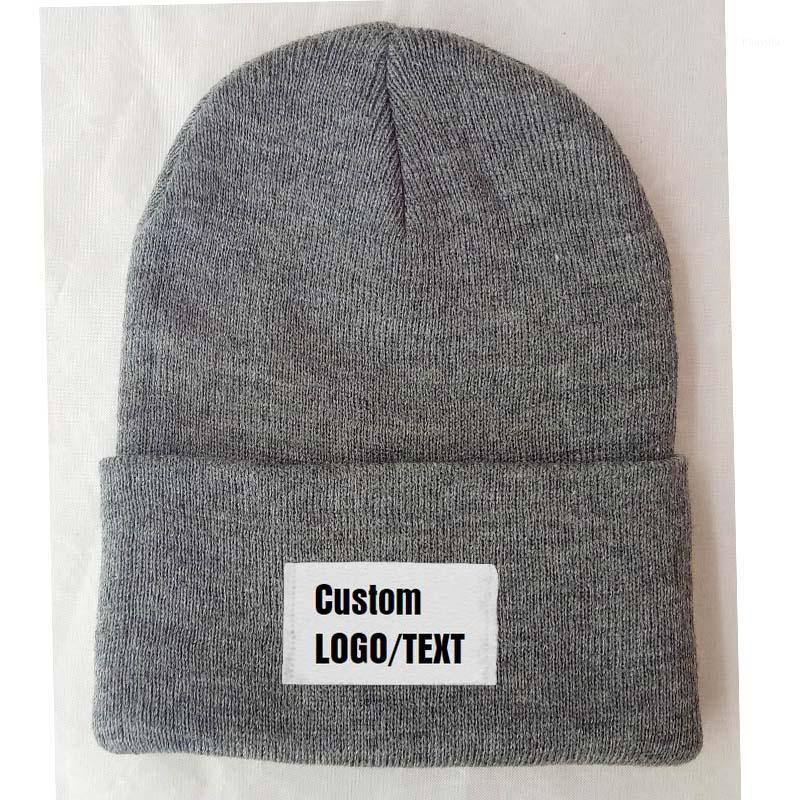 

Free Custom Logo name beanies Adult Elastic Winter Warm cap Printed Letter Patch Skullies Knitted Beanie Adult size Apparel hats1