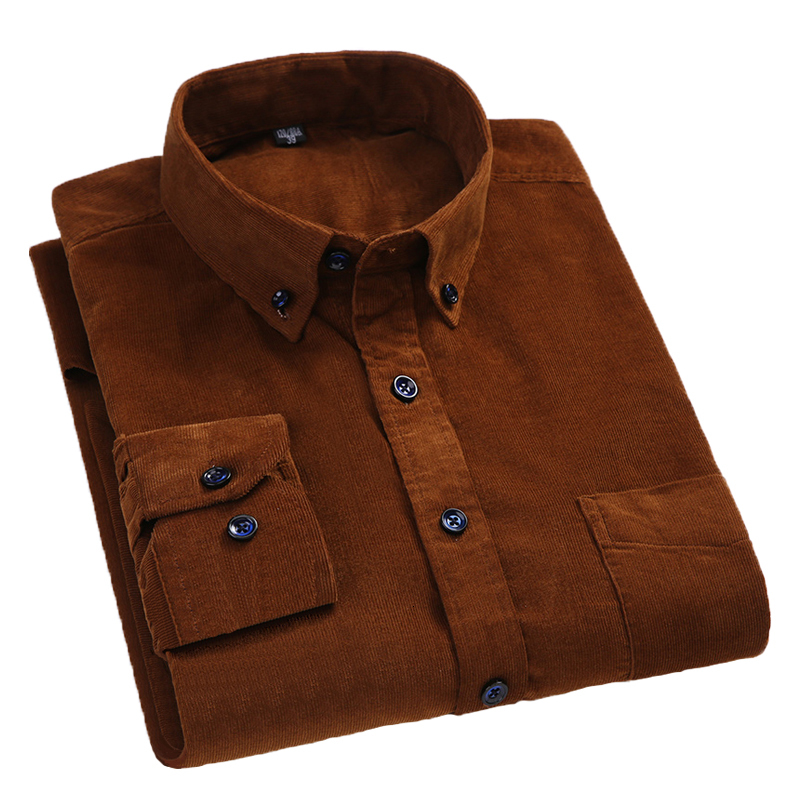 

2021 New Brand Men's Button-down Long Sleeve Vintage Corduroy Shirt Single Standard-fit Autumn Comfortable Cotton Casual Shirts 1imd, 1gc-g707