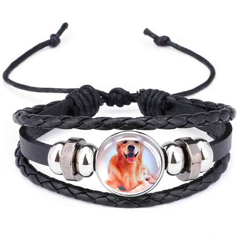 

2020 New Labrador Dog Charm Bracelet Men Jewelry Adjustable Size Punk Leather Bracelet for Labrador Pet Dog Lovers B18109