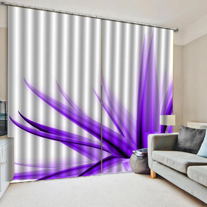 

custom curtains Purple petals 3D Curtain Printing Blockout Polyester Photo Drapes Fabric For Room Bedroom Window Décor, As pic