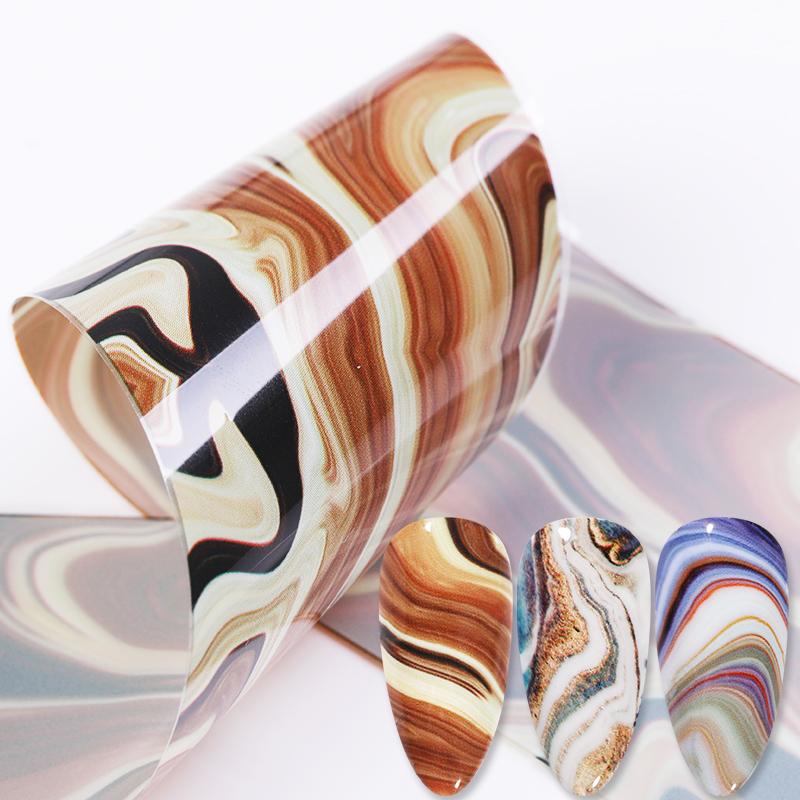 

10 Sheets Nail Transfer Foil Marble Nail Art Stickers Retro Pattern Art Decals DIY Nails Accessories, Pcs-