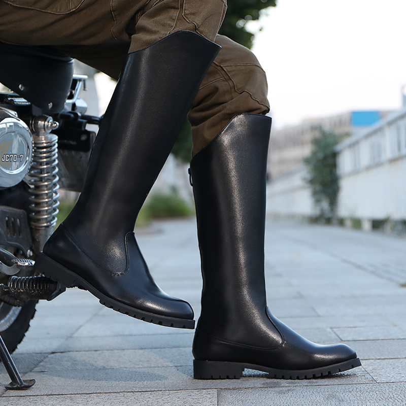

Designer Korean Fashion for Men Motorcycle Cow Outdoor Leather Shoes Boot Size Big Warm Winter High Boots Hombre 6p7g, Black without fur