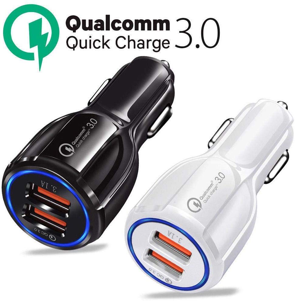 

QC3.0 CE FCC ROHS Certified Quick Charge Dual 2 USB Port Fast Car Charger for iPhone Samsung Huawei Tablet