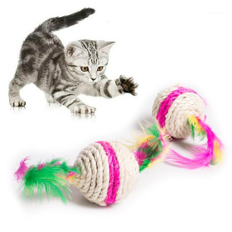 

Colorful Cat Toys Ball Pet Products Funny Sisal Material Interactive Ball Cat Scratch Feather Tease Pet Supplies Produc1