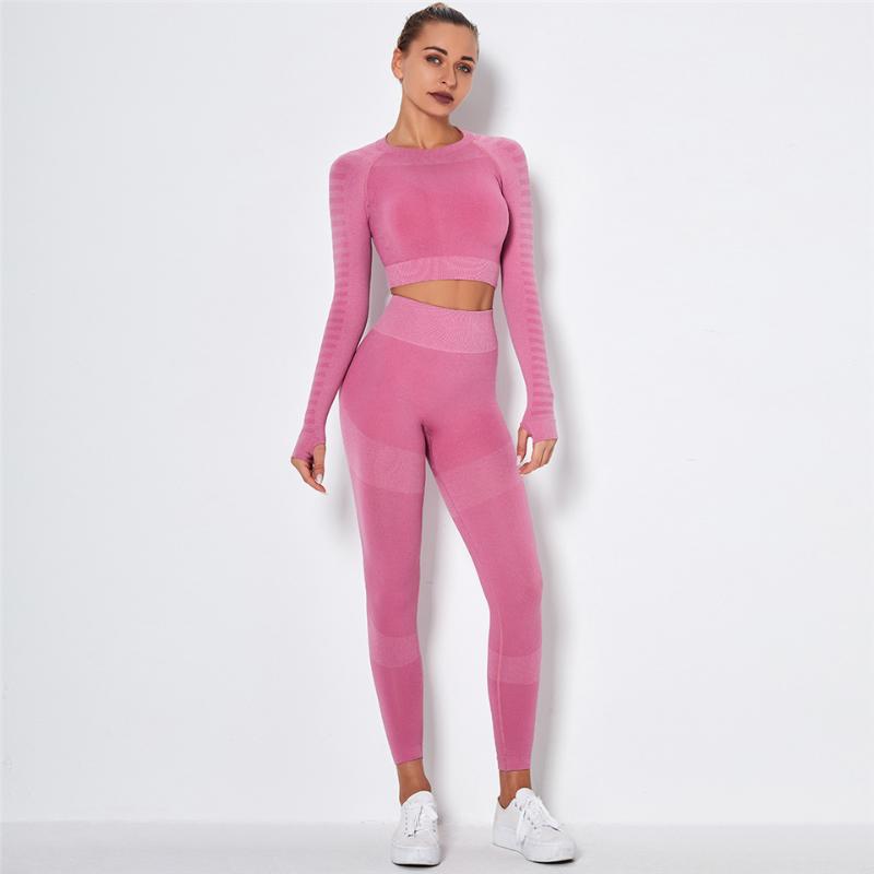 

Sports Suits Women Yoga Set For Fitness Gym Leggings Tops Seamless Suit High Waist Sportswear Breathable Elastic Running Cloths