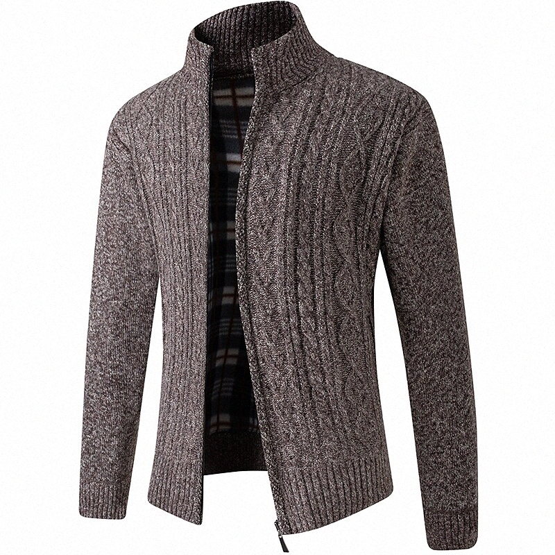Men's Cardigan Solid Color Long Sleeve Sweater Cardigans Stand Collar Winter Blue Wine Light gray 1248#
