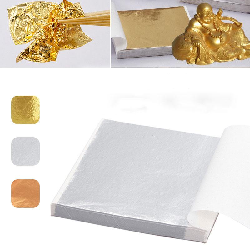 

100 Sheets 9x9cm Art Craft Silver Foil Paper Gold Leaf Sticker For Gilding Funiture Lines Wall Craft Handicrafts Gilding Decor