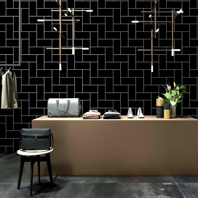 

Brick Style Black And White Nordic Wallpaper Gird Pattern Clothing Store Dairy Shop Wallpapers Home Decor, 777402