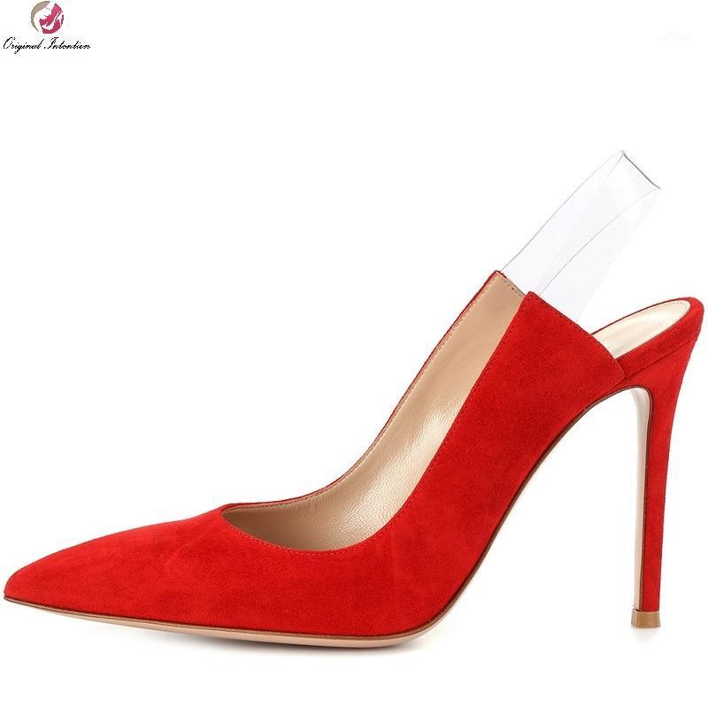 

Women's Slingbacks Pumps Ladies Shoes Flock Pointed Toe Shallow Thin Heels Summer Pumps Party Wedding High Heels Plus Size 35-451, Ef8559 red