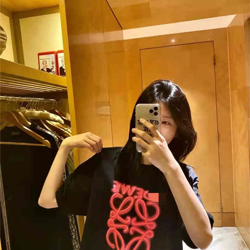 

Restore the correct version of Loew 2022 spring and summer new phosphor short sleeve t-shirt men' women' loose round neck fashion, Black