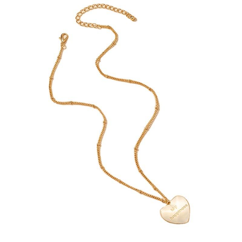 

Ins 2021 New Gold Chain Love Heart My Happiness Letters Pendant Choker Necklaces Korean Fashion Chic Party Jewelry