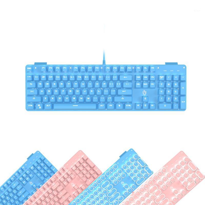 

USB Wired Mechanical Keyboard For Computer Game PC Gamer Punk Mechanical Gaming Keyboard Plated Keyboards Girl Pink1