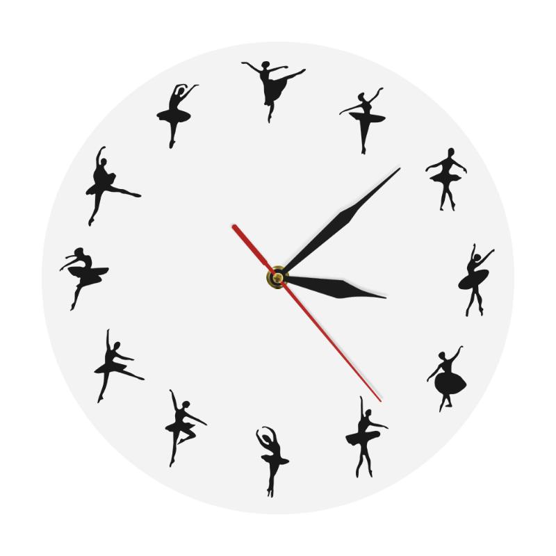

Ballerina Dancers Minimalist Ballet Time Wall Clock Design Dance Studio Wall Decor Modern Clock Dancing Lovers Art Gift