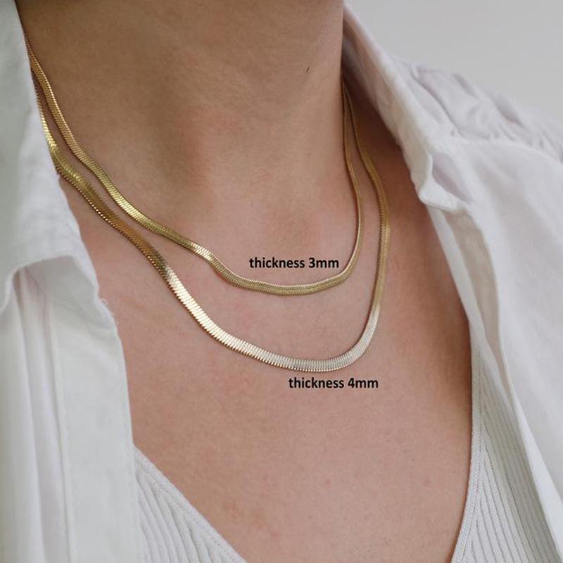 

Trendy Street Style Gold Plated Short Herringbone Chain Choker Necklaces For Women Minimalist Gold Chain Necklace