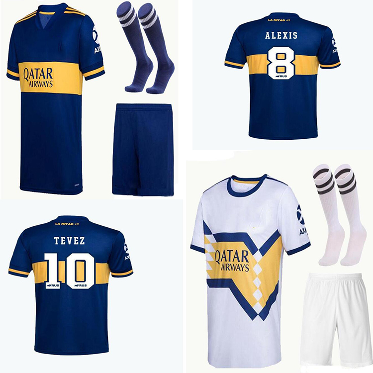 

2020 2021 Boca Juniors Home Away Third Soccer Jerseys DE ROSSI TEVEZ BOCA 20 21 yellow CARLITOS MARADONA Football Adult + children socks set, Black;yellow