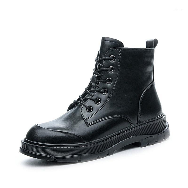 

2020 Autumn Winter Genuine Leather Feminina Boots Mid-Calf Round Toe Square Heel Med (3cm-5cm) Fur Women Booties1, Black