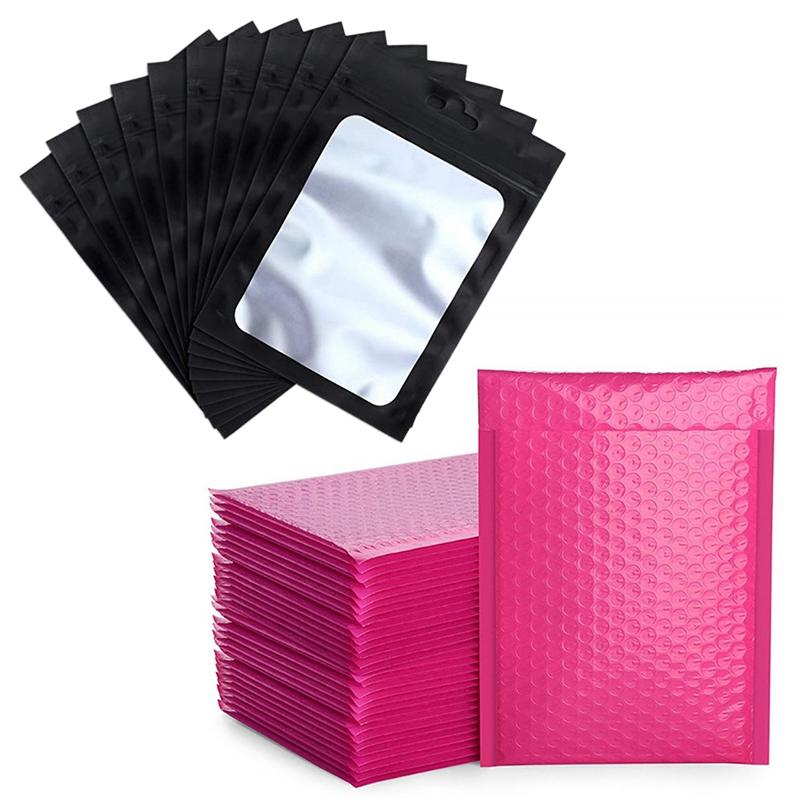 

CSS 100 Pieces Resealable Storage Bags with Clear Window Pouch 4X7Inch with 100Pcs Foam Envelope Bags