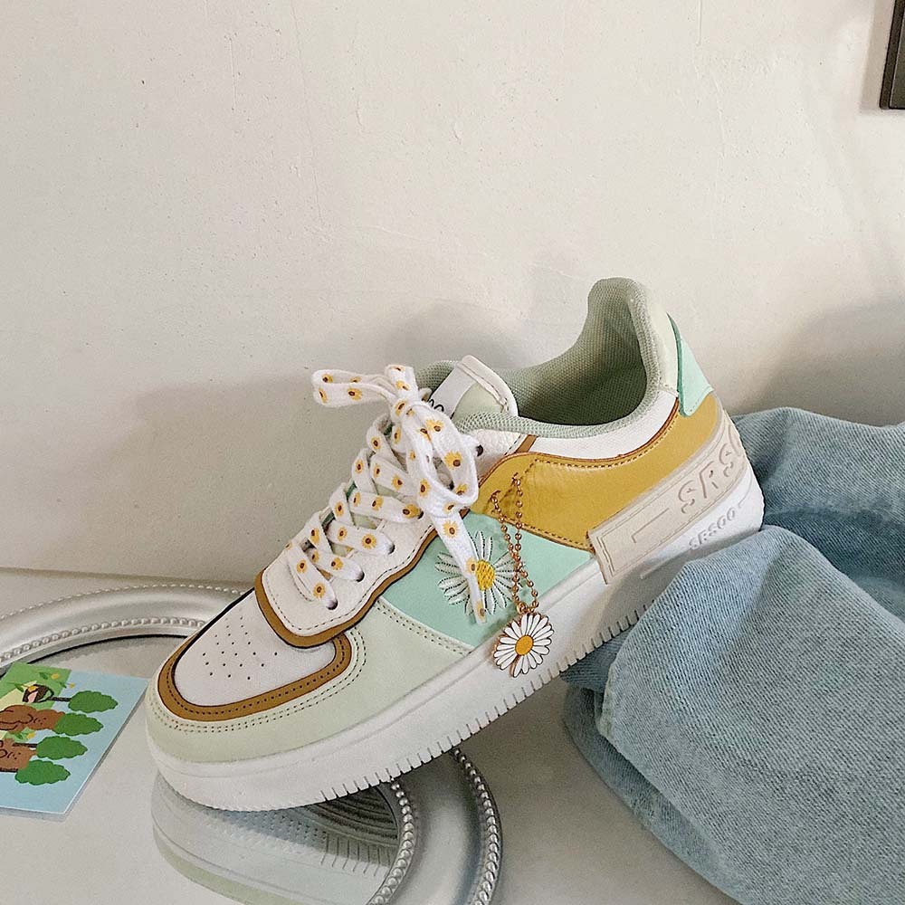 

2020 student shoes casual shoes shose women sneakers woman flower white shoes C1120, Black