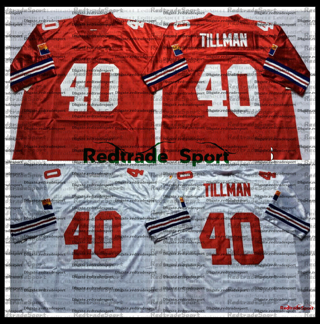 

Vintage Mens 40 Patrick Tillman Football Jerseys Cheap Home Red White 40 Tillman Stitched Shirts Embroidery Red M-XXXL AC1, Black;red