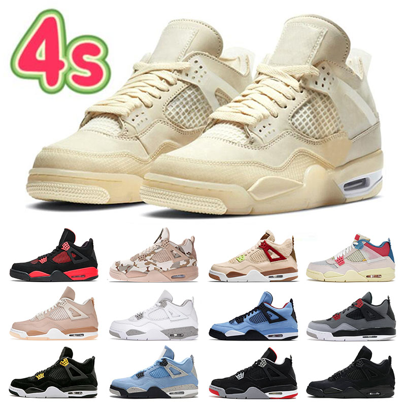 

4 Jumpman 4s Basketball Shoes Trainers Off Sail University Blue Sneakers Black Cat White Oreo New Bred Infrared Mens Womens Red Thunder, 40-47 raptors