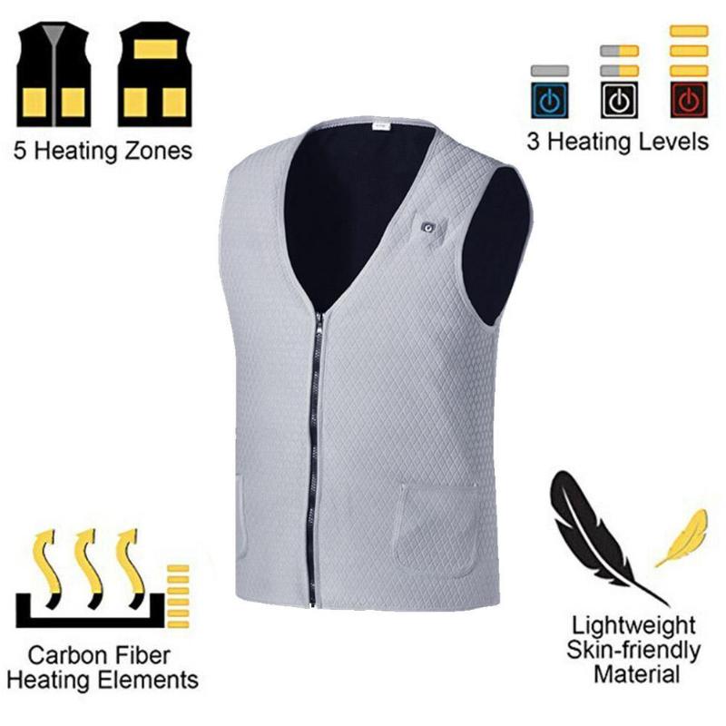 

USB Self-heating Vest Electric Heated Jacket Intelligent Cycling Self-heating Outdoor Heated Winter Heat Vest Warm Coa G0S3, Gray