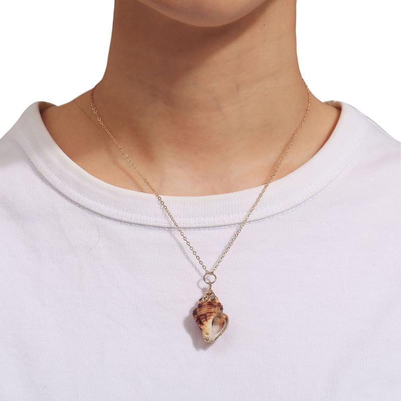 

Fashion Beach Natural Conch Shell Necklace Statement Bohemian Gold Long Chain Pendant Necklaces for Women Collares Jewelry