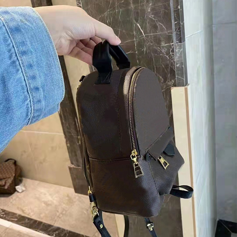 

High Quality PALM SPRINGS Mini Women Bag School Bags Luxury Backpacks PU Leather Lady Travel Fashion Handbag 2005 Luxurys Designers Bags N41612 M44873 M44872, Brown
