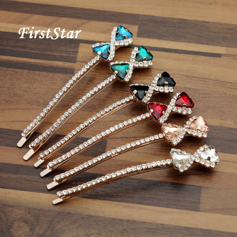 

Hair Clips & Barrettes 1 Pair FirstStar Black Crystal Barrette Stone Rhinestone Bow Clip Hairpins For Women Accessories Girls Headwear