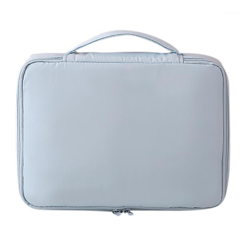 

coofit 1pc Solid Color Cosmetic Storage Bag Large Portable Travel Makeup Bag With Removable Compartment Unisex1, Blue