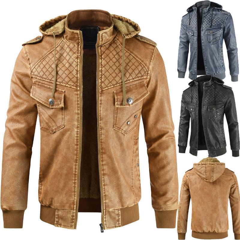 

Good Quality Motorcycle PU Leather Jacket Men Hooded Men'S Faux Leather Jacket Jaqueta De Couro Masculina Mens Jackets Coats1, Black