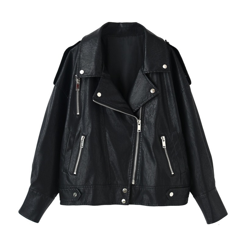 

2021 New Leather small female Autumn Korean version students and cute short jacket of motorcycle RYSG, Black