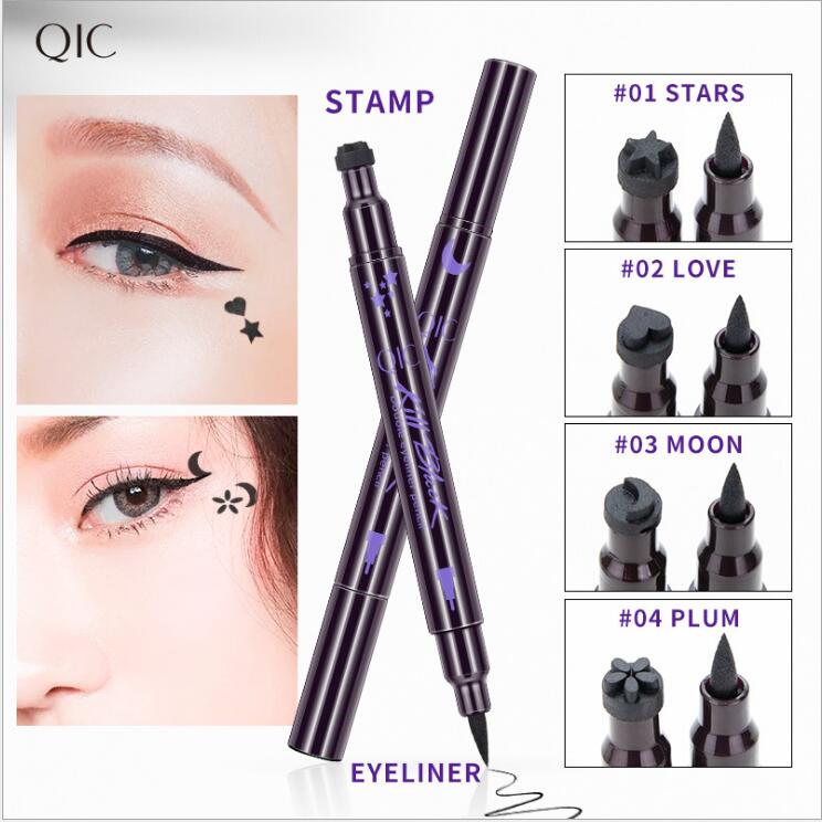 

Qic Pro Waterproof Liquid Eyeliner Stamp Eye Liner Pencil Long-Lasting Double Head Eyeliner Stamping Women Beauty Makeup Tools, Black