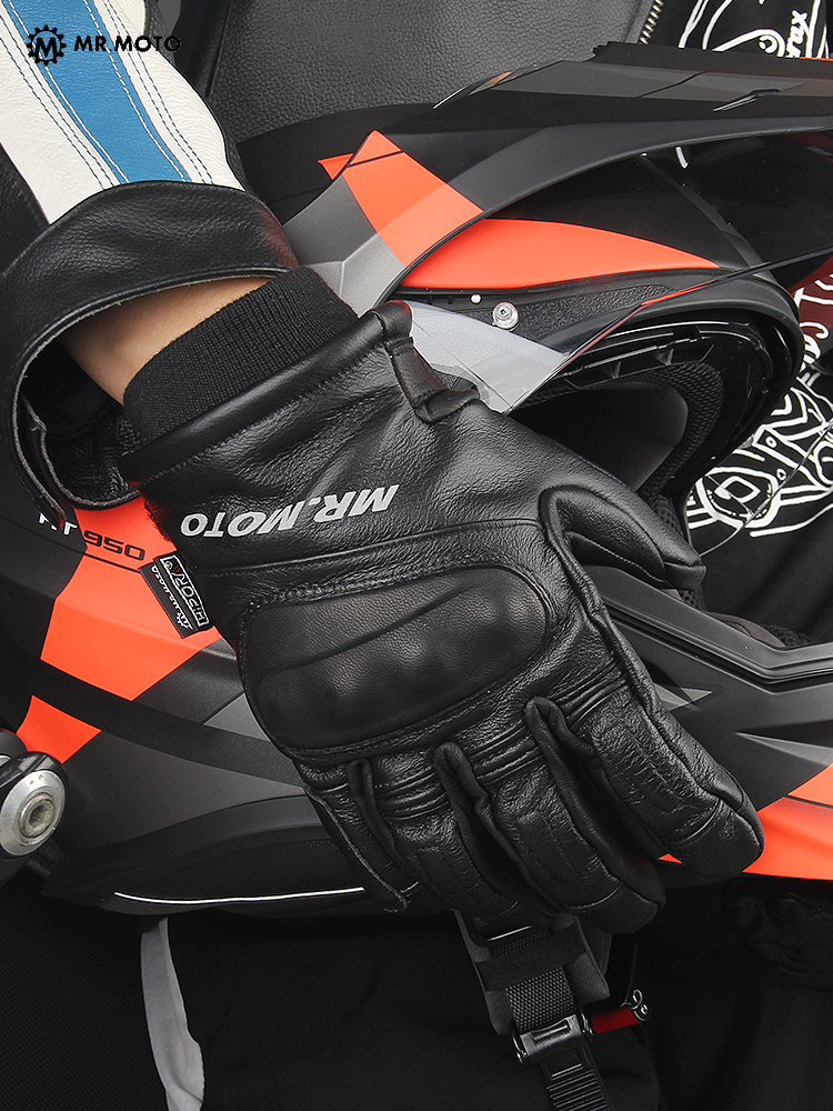 

Mrmoto winter men's waterproof fall proof Leather motorcycle Riding gloves rider's extra thick