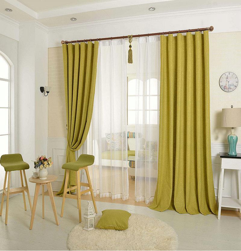 

Solid Color Linen Curtain Free Breathable Environment Protection for Living Room Bedroom Linen Tulle for window decorate