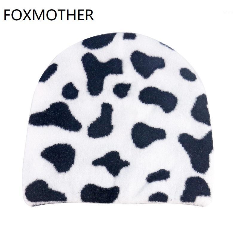 

FOXMOTHER New Fashion Black White Cow Beanie Hats Winter Caps For Women Ladies 20201, Zebra headband