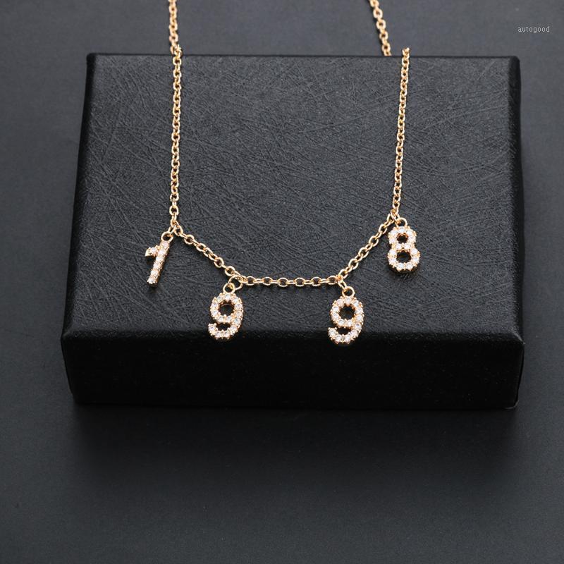 

Chains Lateefah 9MM Personality Number Choker Necklace Gold Custom Birthday Zircon Customize Jewelry For Women1