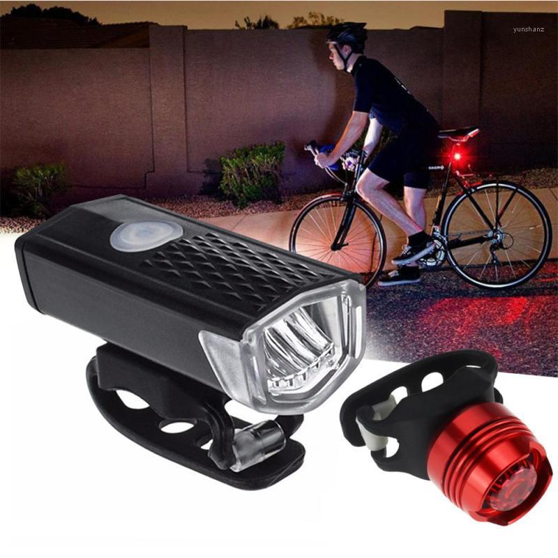 

Super Bright LED Mountain Bike Black Waterproof Front Lamp USB Charging Bicycle Red Safety Warning Light Taillight Suit1