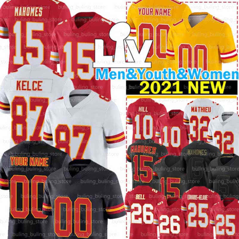 

15 Patrick Mahomes Jersey 87 Travis Kelce Clyde Edwards-Helaire Tyreek Hill Tyrann Mathieu Le'Veon Bell Chris Jones 'Jarius Sneed Football, 2020 new men jersey(q z)