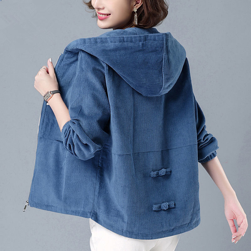 

Women's Coat Autumn Plus Size Loose Jackets with Middle-aged More Cashmere Velvet Jacket Outwear R74 I854, Blue 1