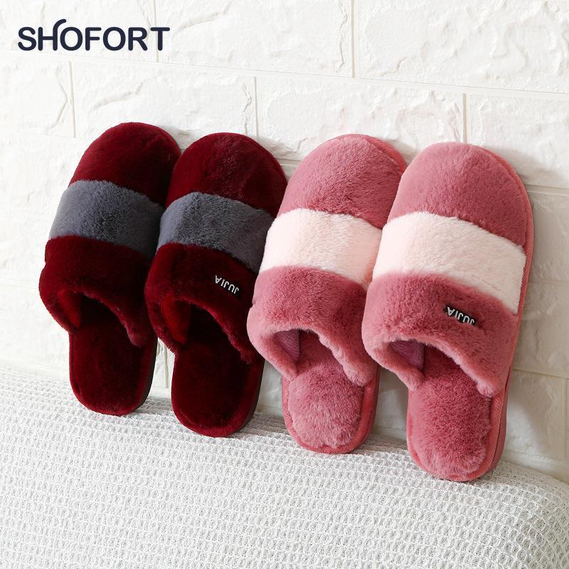 

SHOFORT Furry Slippers for Women 2020 Fashion Flock Mixed Colors All-match Women Shoes Non-slip Soft Warm Indoor Furry Slippers1, Black