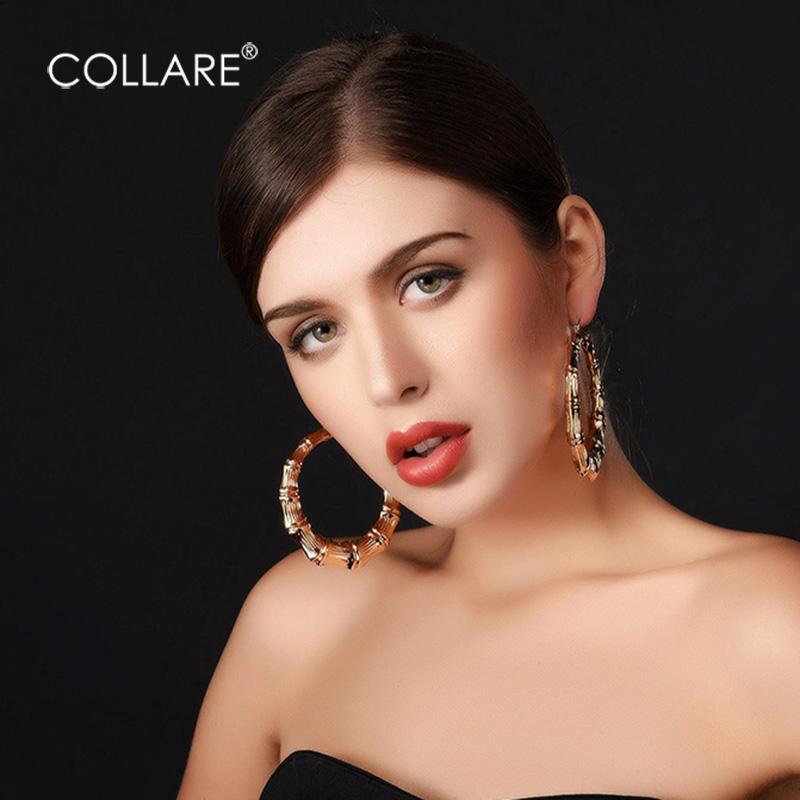 

Collare Bamboo Hoop Earrings For Women Gold/Silver Color Basket Statement Big Round Earring Fashion Jewelry E131