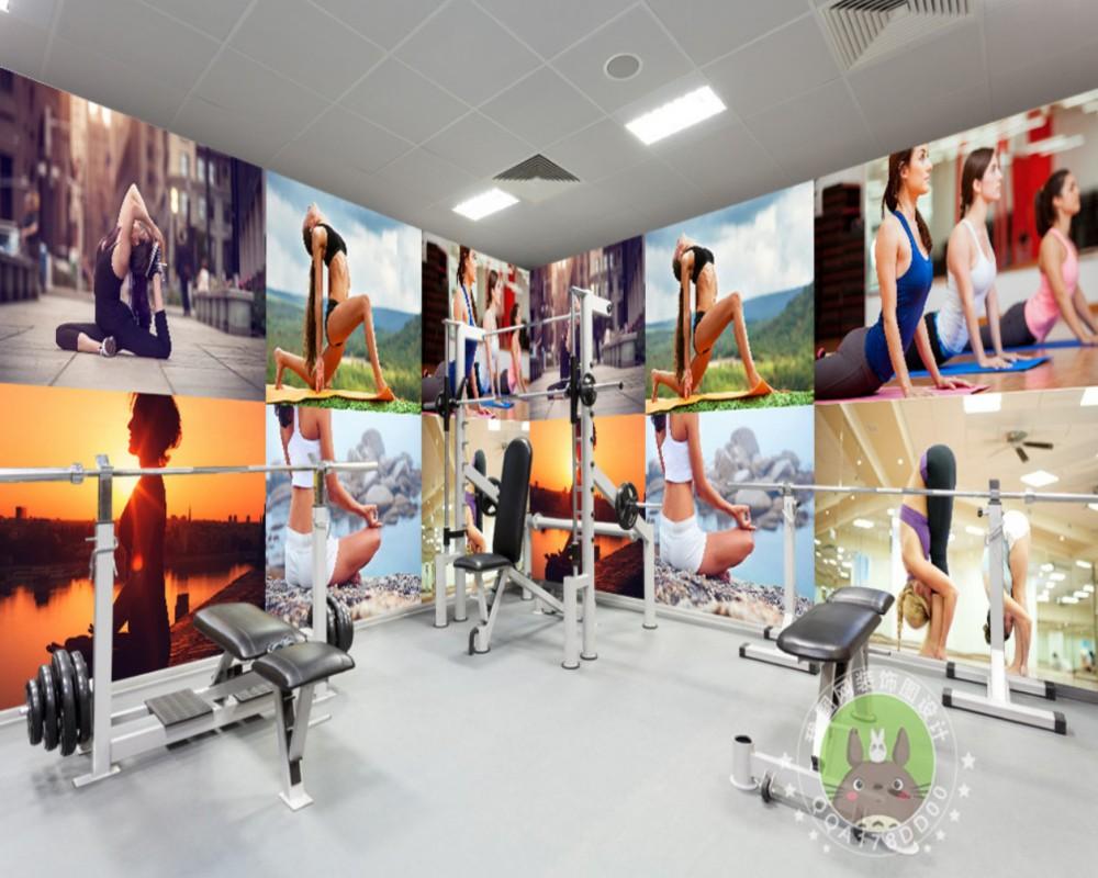 

Free Shipping Gym Yoga Fitness Pavilion Sexy Beauty Photo Wall Background Wall Custom 3D Gym Decoration Photo Wallpaper, As pic