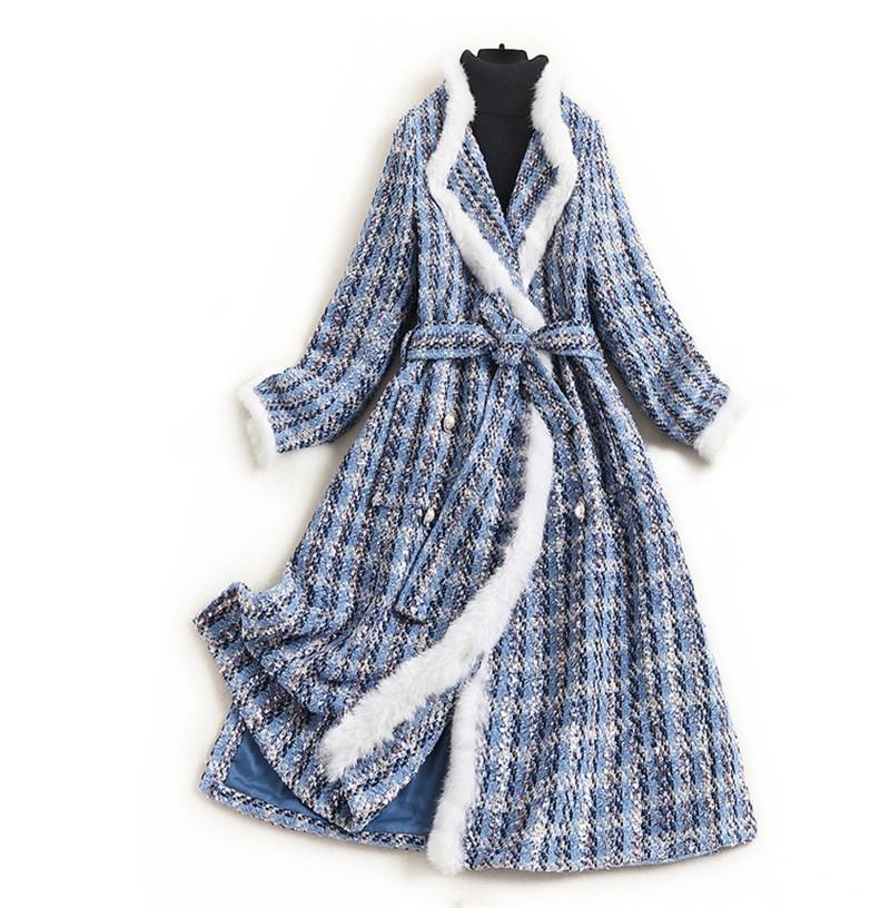 

Women Boutique Woolen Overcoat 2020 New Female Winter Coat Women' Splicing Fur Lapel Jacket Wool Outwear A550, Photo color