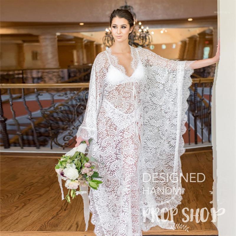 

Lace Maternity Shoot Dress Long Fancy Pregnancy Photography Dresses For Baby Shower Maxi Gown New Pregnant Women Photo Prop1, White
