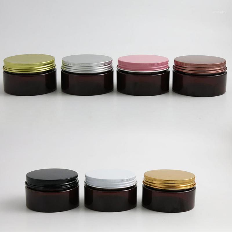 

100g Empty Amber Cosmetic Cream Containers Jars 100cc 100ml For Cosmetics Packaging Plastic Bottles With Metal Lids1 Packing
