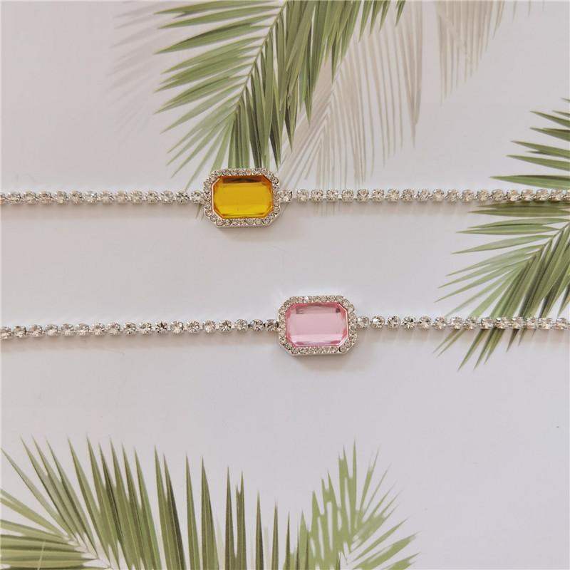 

10pcs Kpop Iced Out Chain Choker Rhinestone Charm Necklace For Women Christmas Gift Fashion Jewelry Yellow Pink Crystal Collar
