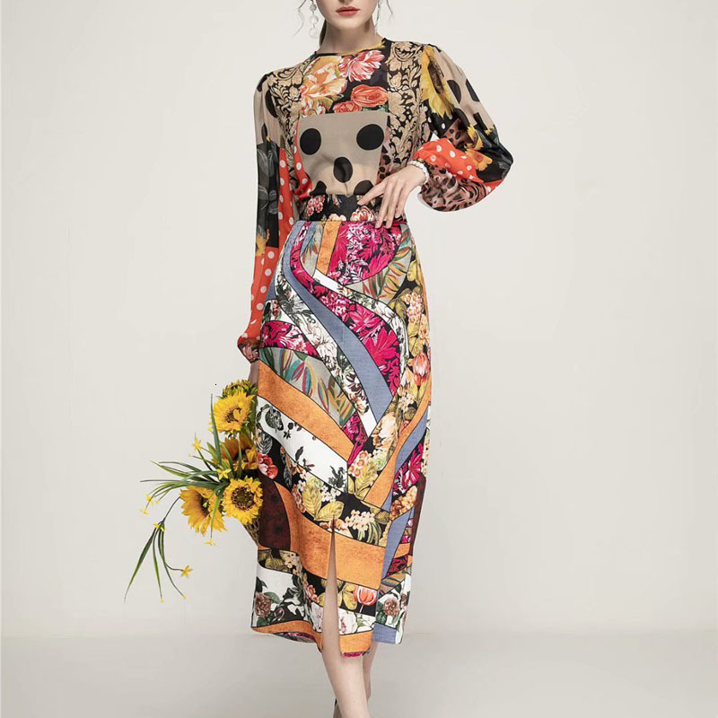 

Spring Track New Retro Style Polka Dot Long Thin-fitting Skirt High-quality Suit Women's Clothes 8kxe, Multiple