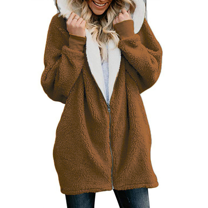 

Of European American women Autumn and winter new warm lamb big-sized fur coat with zipper Teddy Hood A9ML, Burgundy