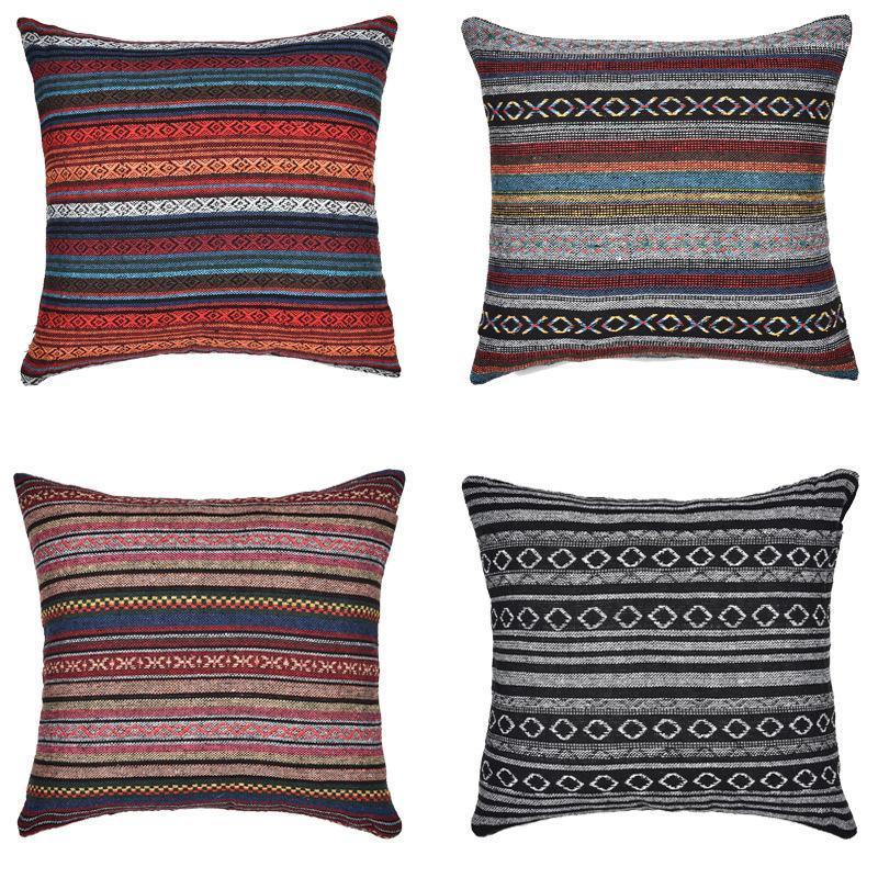 

Super Hot Cotton Striped Thick Cushion Cover Bohemian Style Decorative Pillows Cover Bedroom Livingroom Sofa Throw Pillows Case1